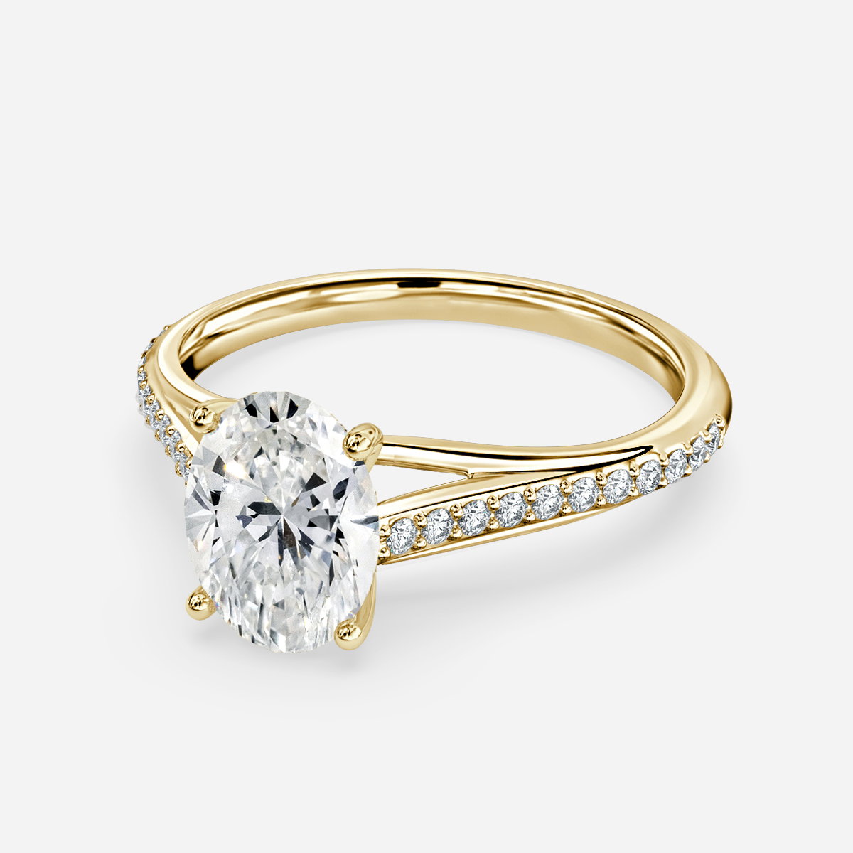 Oval Diamond Band Engagement Ring