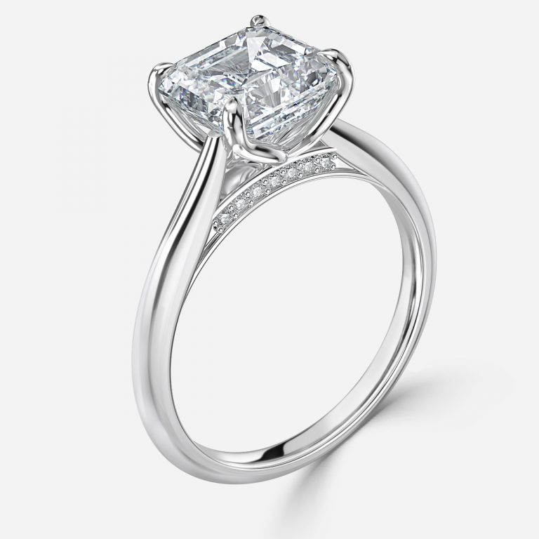 Asscher Hidden Halo Engagement Ring