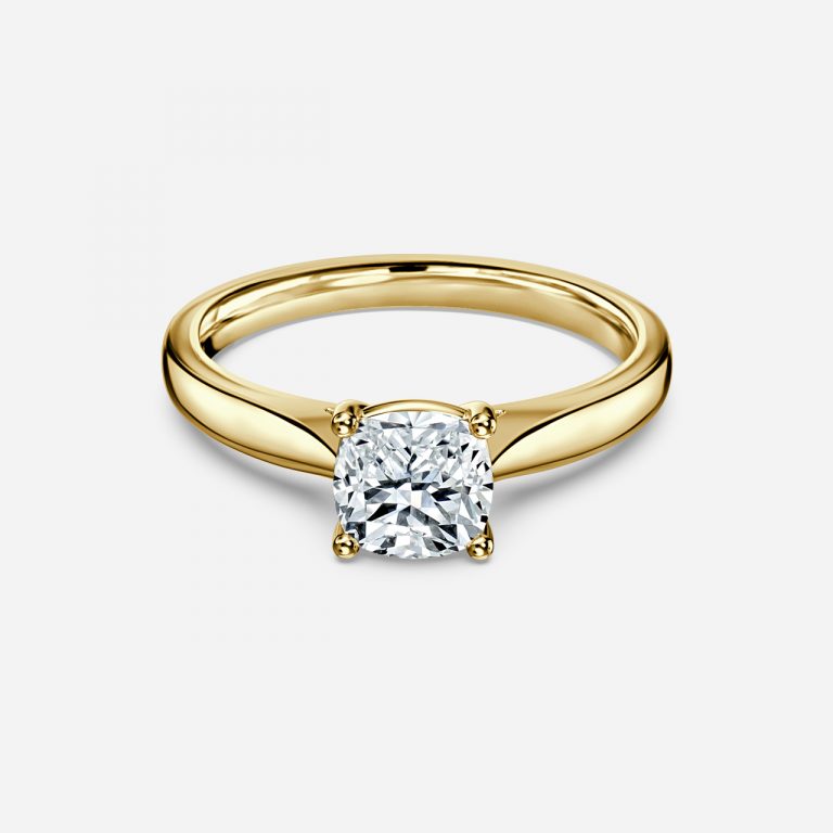 Plain Cushion Solitaire Engagement Ring