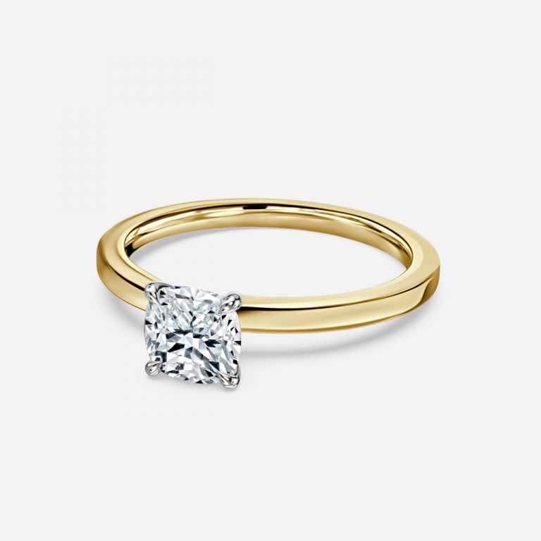 Cushion Two Tone Solitaire Engagement Ring