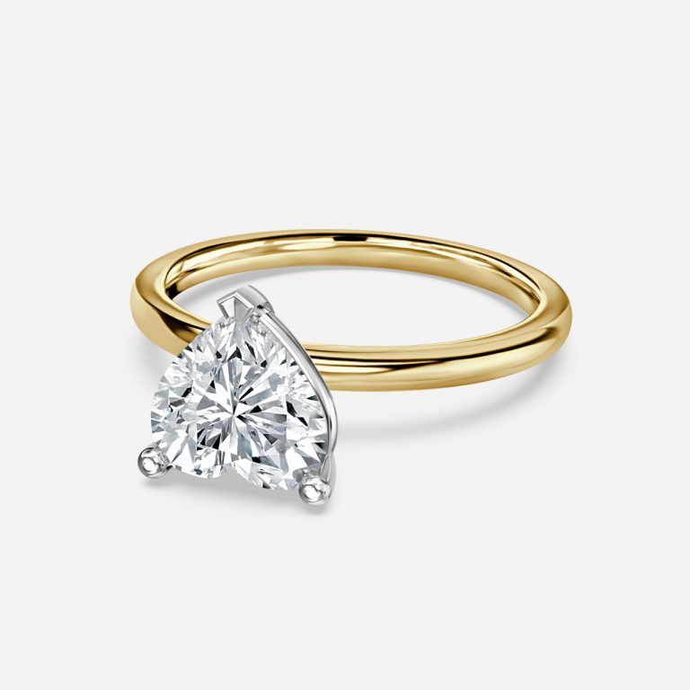 Heart Two Tone Solitaire Engagement Ring