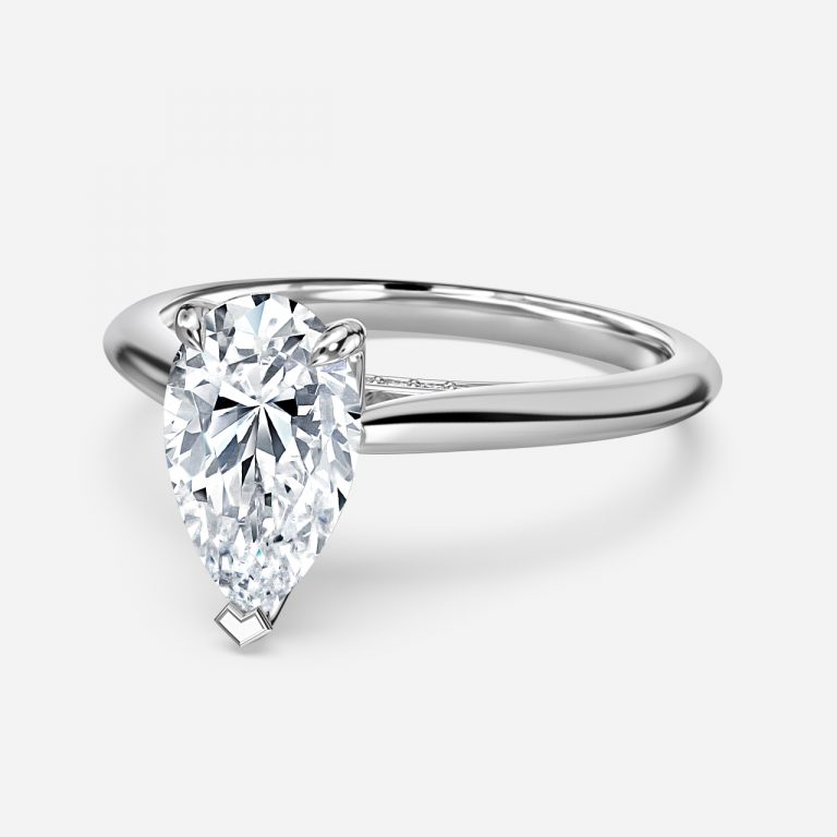 Pear Hidden Halo Engagement Ring