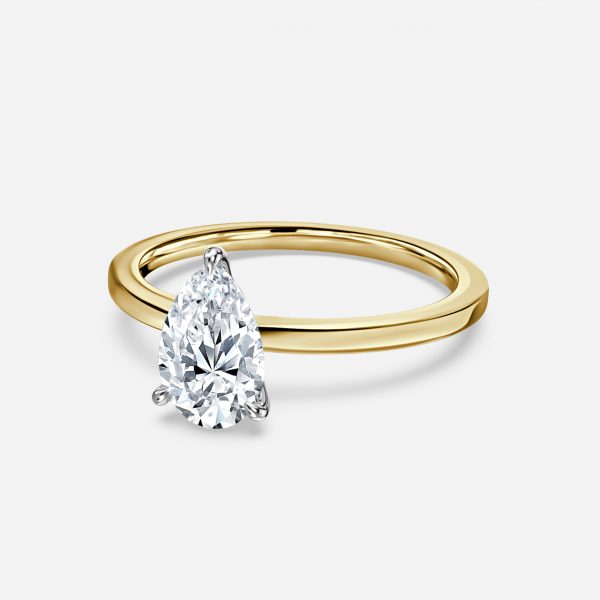 Pear Two Tone Solitaire Engagement Ring