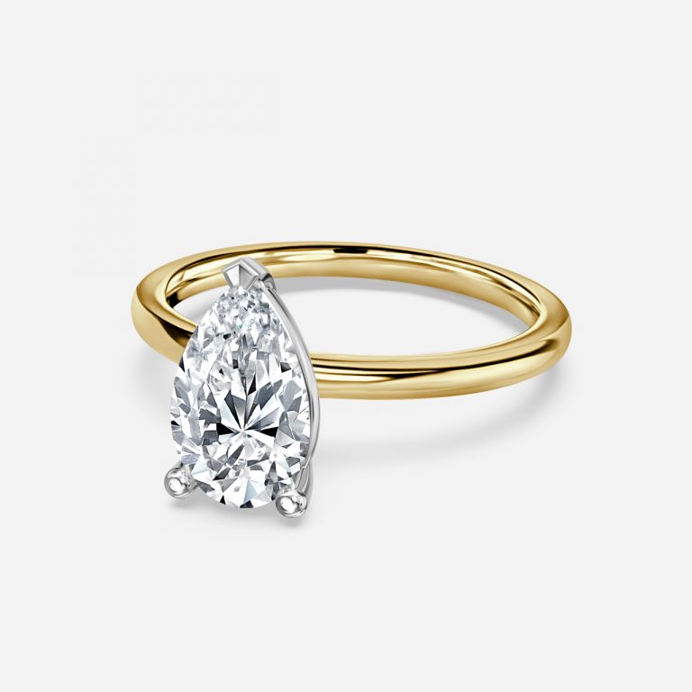 Pear Two Tone Solitaire Engagement Ring