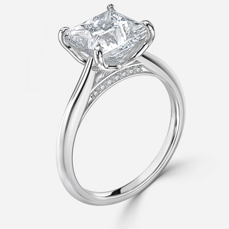 Princess Hidden Halo Engagement Ring