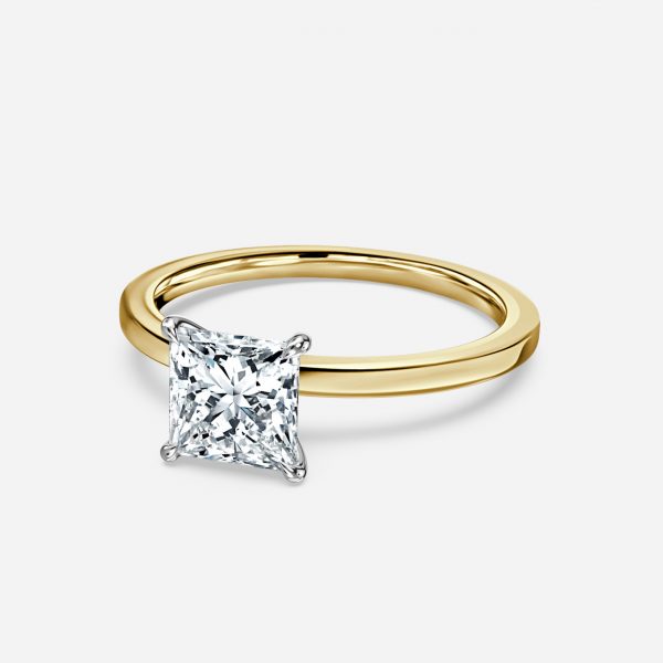 Princess Two Tone Solitaire Engagement Ring