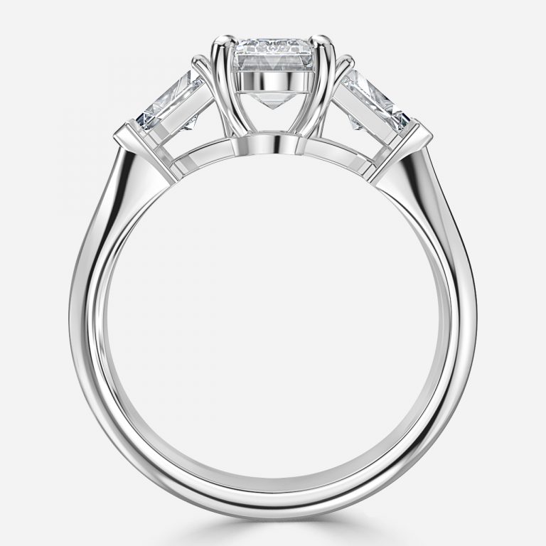 Emerald Three Stone Engagement Ring