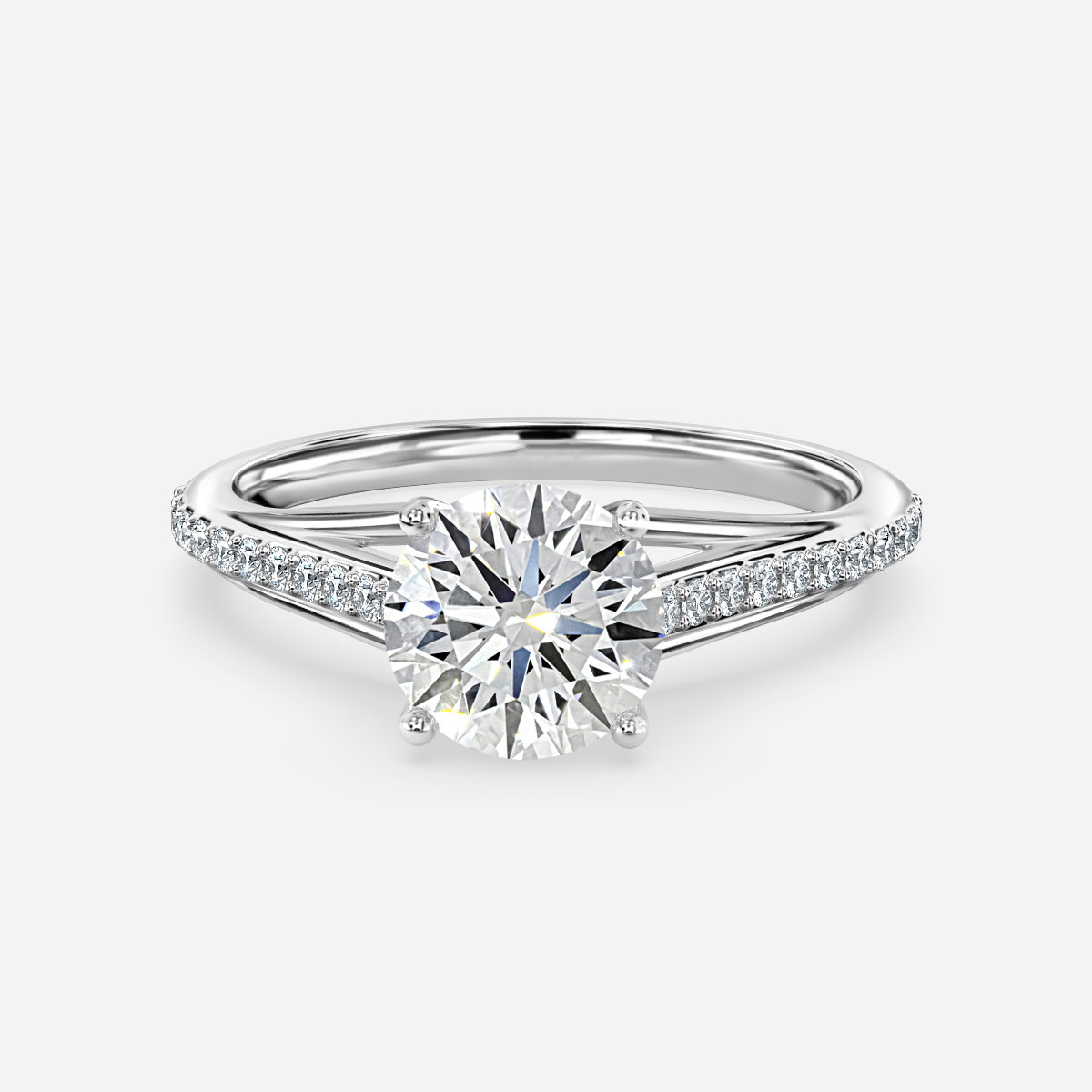 Round Diamond Band Engagement Ring