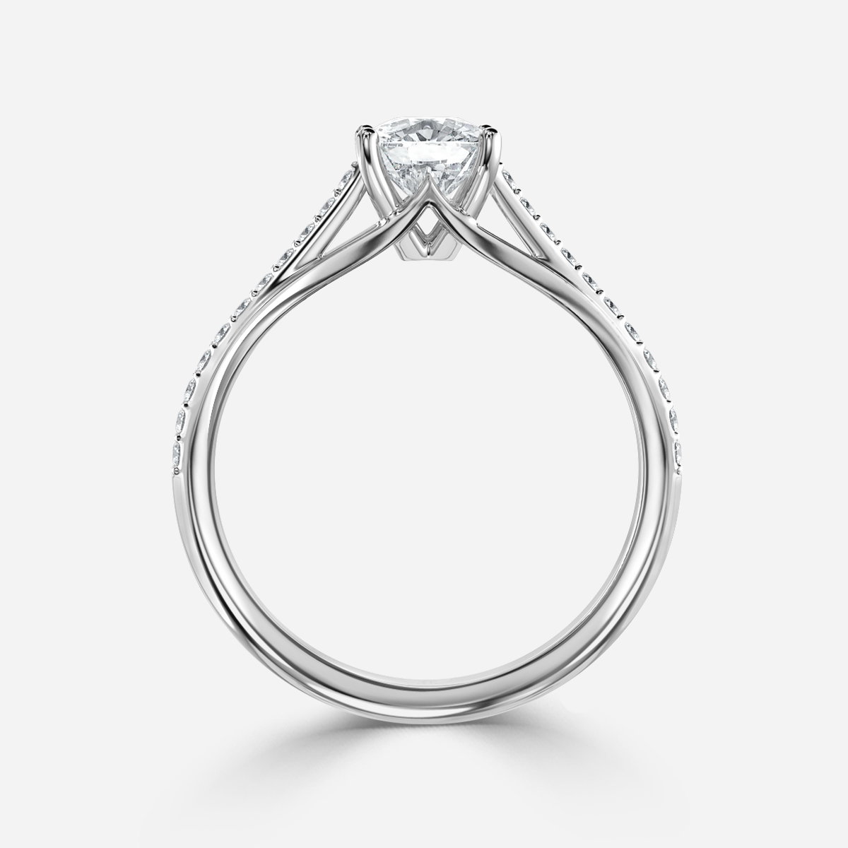 Cushion Diamond Band Engagement Ring