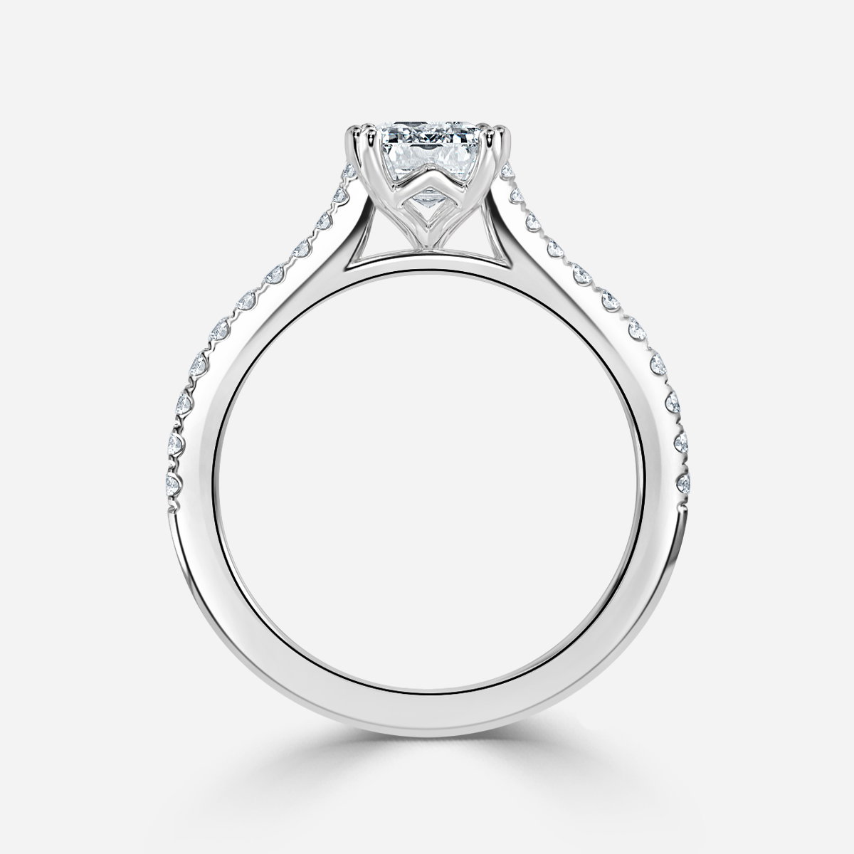 Emerald Diamond Band Engagement Ring