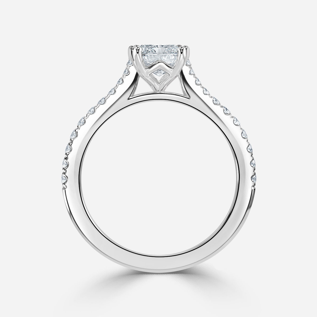 Radiant Diamond Band Engagement Ring