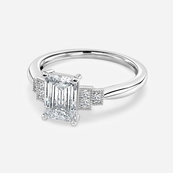 Emerald Three Stone Engagement Ring