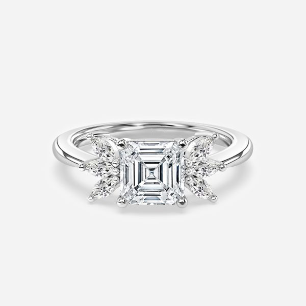 Asscher Cluster Engagement Ring