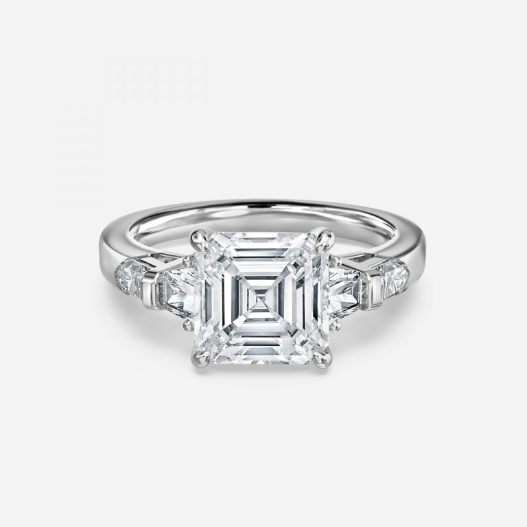Asscher Three Stone Engagement Ring
