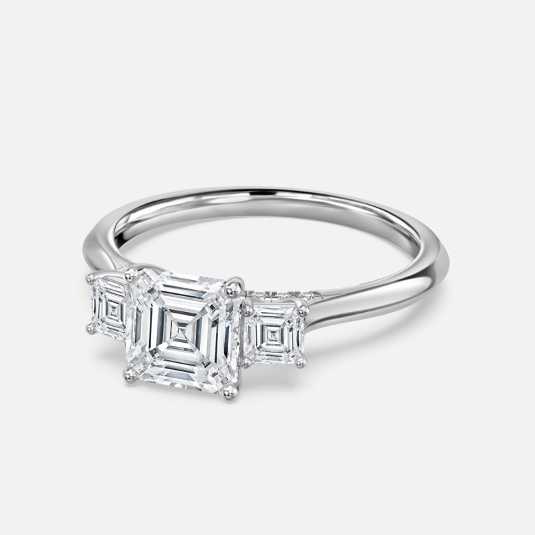 Asscher Three Stone Engagement Ring