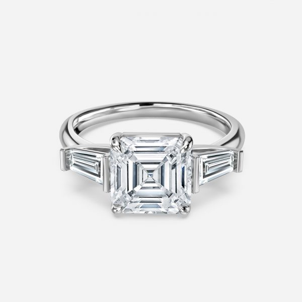 Asscher Three Stone Engagement Ring