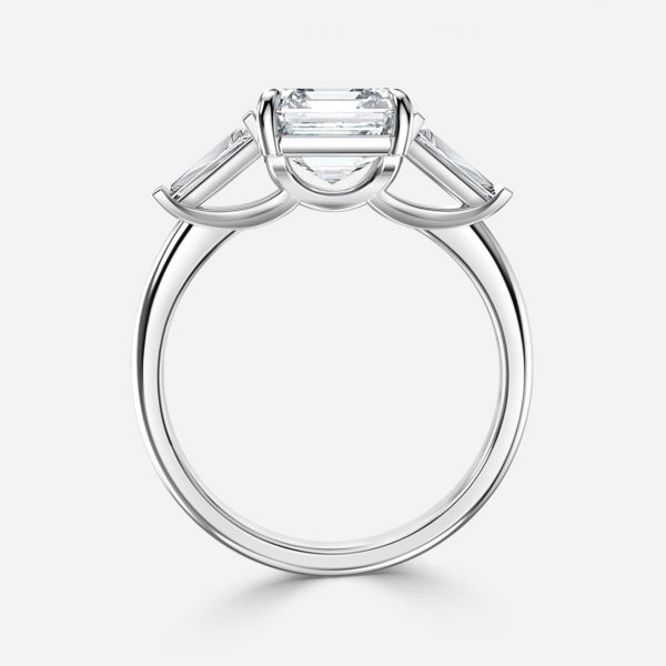 Asscher Three Stone Engagement Ring