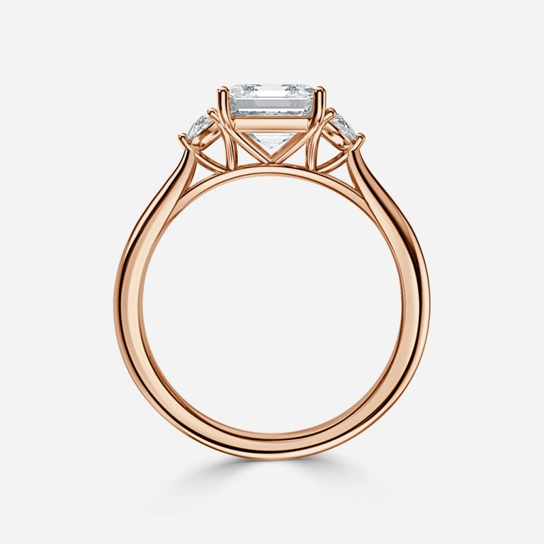 Asscher Three Stone Engagement Ring