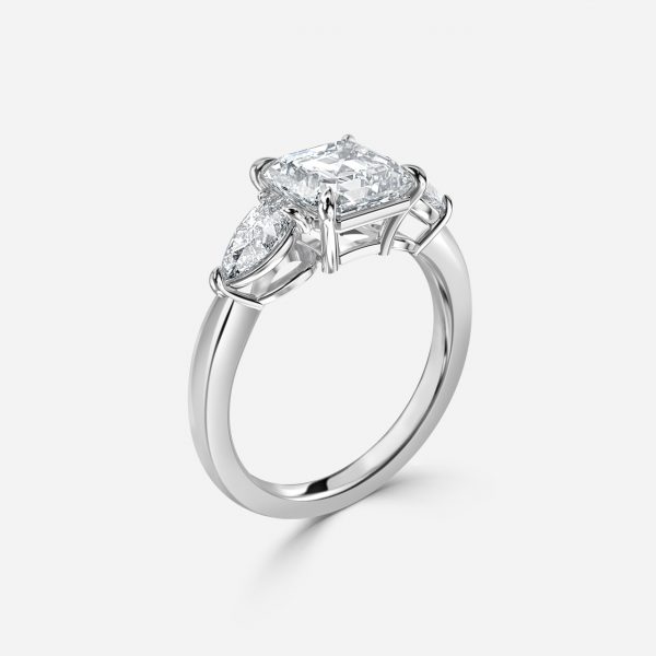 Asscher Three Stone Engagement Ring