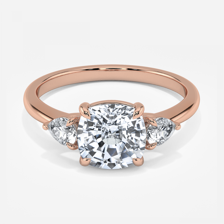 Cushion Three Stone Engagement Ring