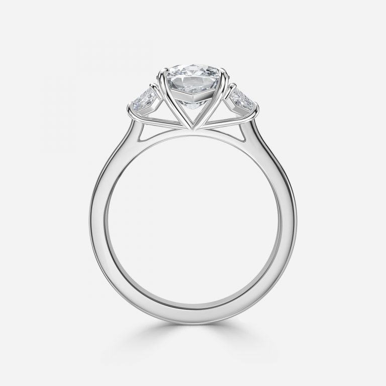 Cushion Three Stone Engagement Ring