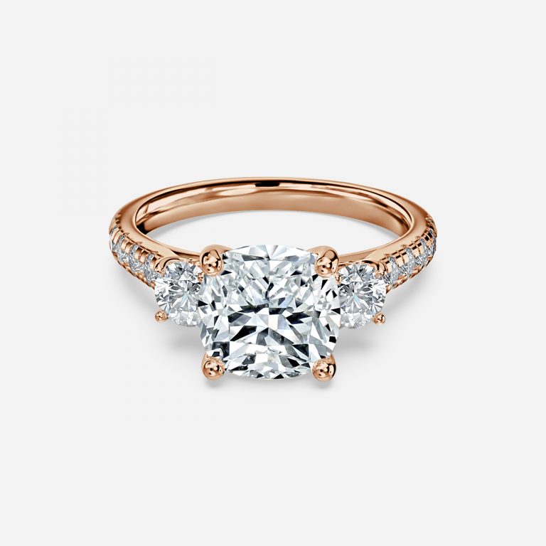 Cushion Three Stone Engagement Ring