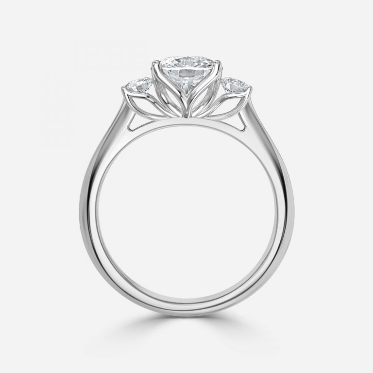 Cushion Three Stone Engagement Ring
