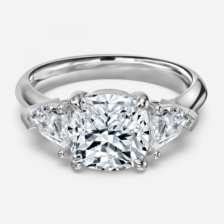 Cushion Three Stone Engagement Ring
