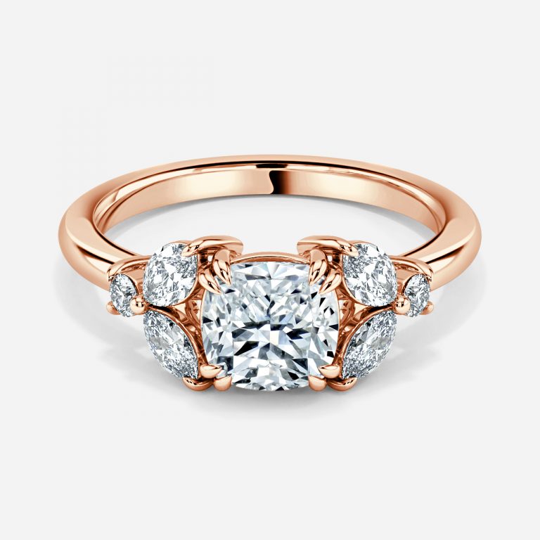 Cushion Three Stone Engagement Ring