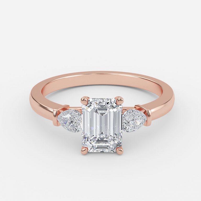 Emerald Three Stone Engagement Ring