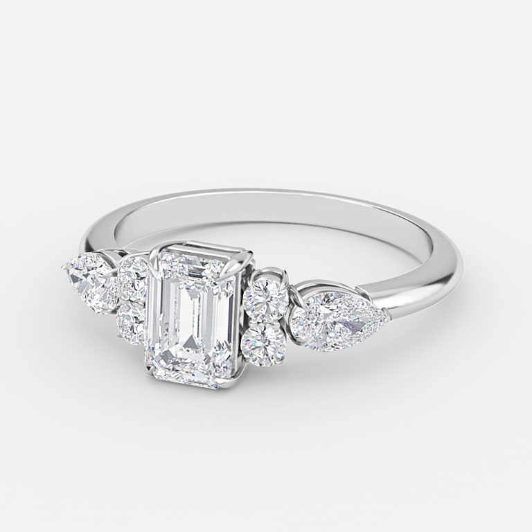Emerald Three Stone Engagement Ring