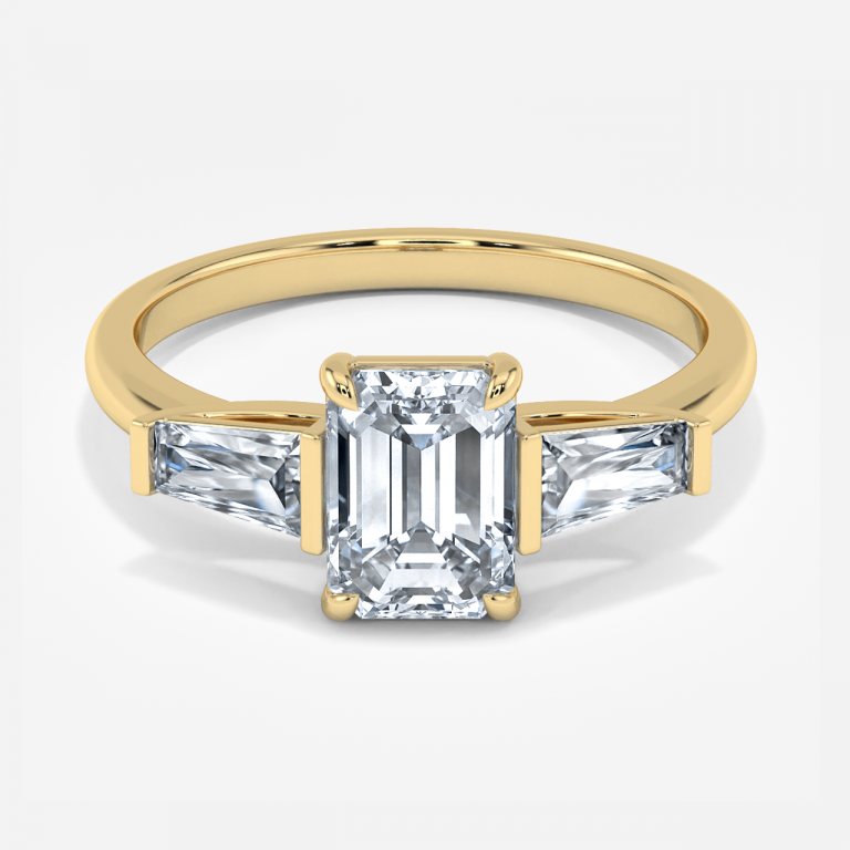 Emerald Three Stone Engagement Ring