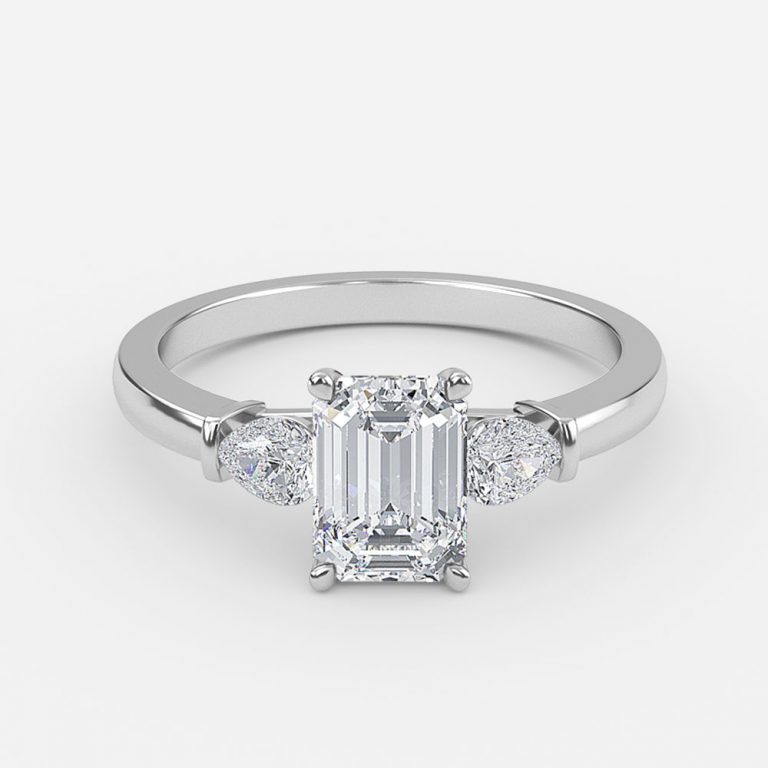 Emerald Three Stone Engagement Ring