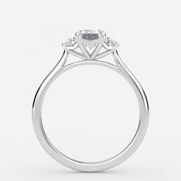 Emerald Three Stone Engagement Ring