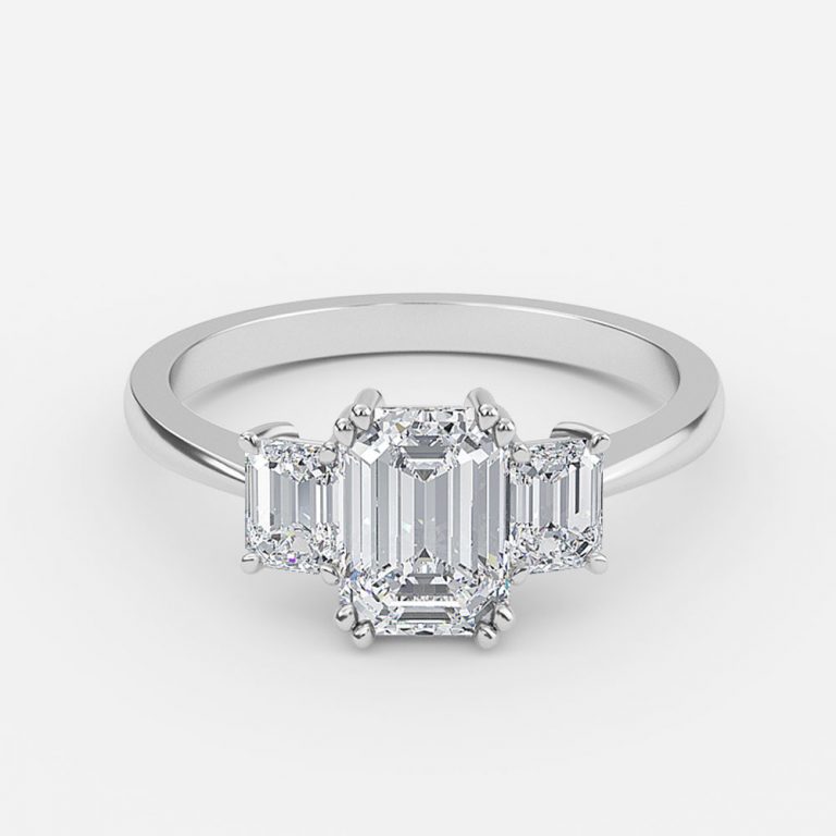Emerald Three Stone Engagement Ring