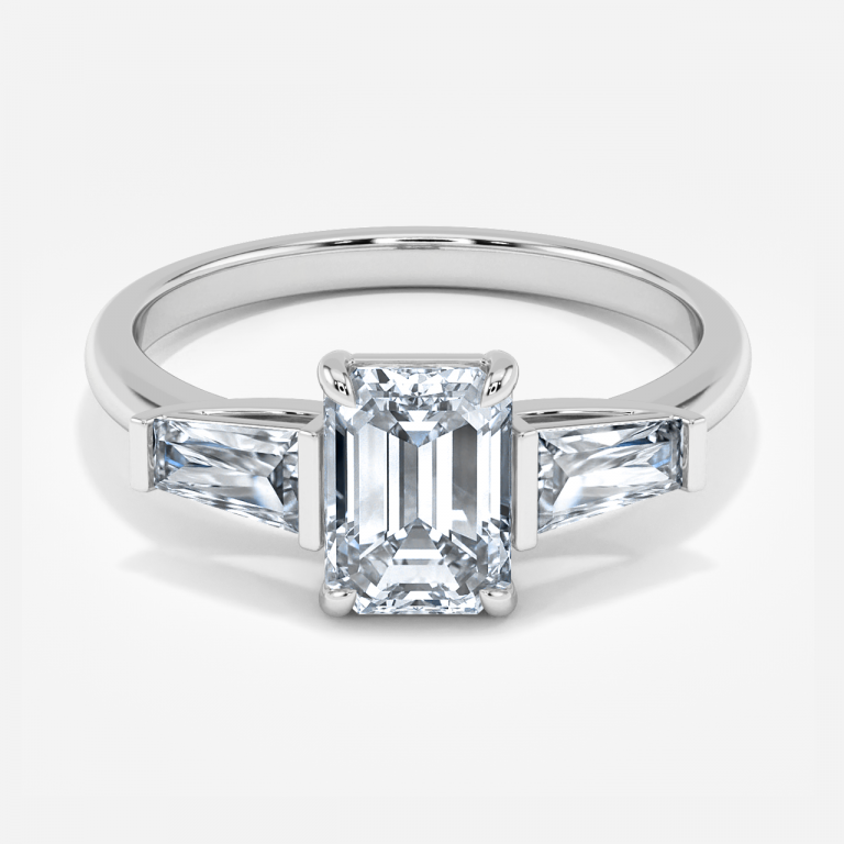 Emerald Three Stone Engagement Ring
