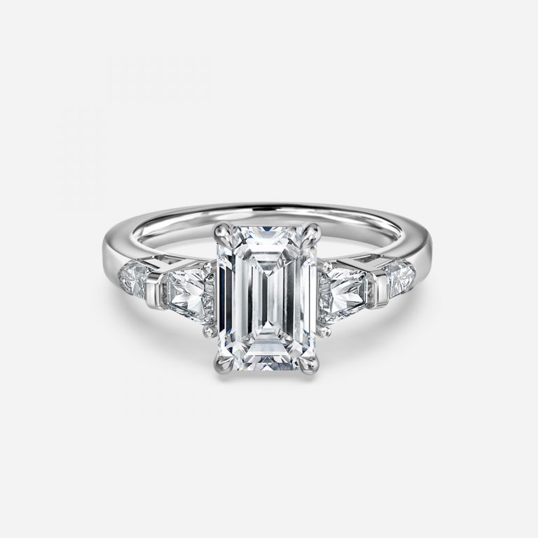 Emerald Three Stone Engagement Ring