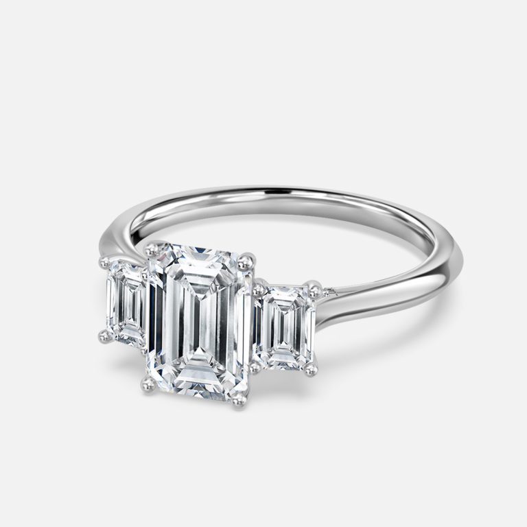 Emerald Three Stone Engagement Ring