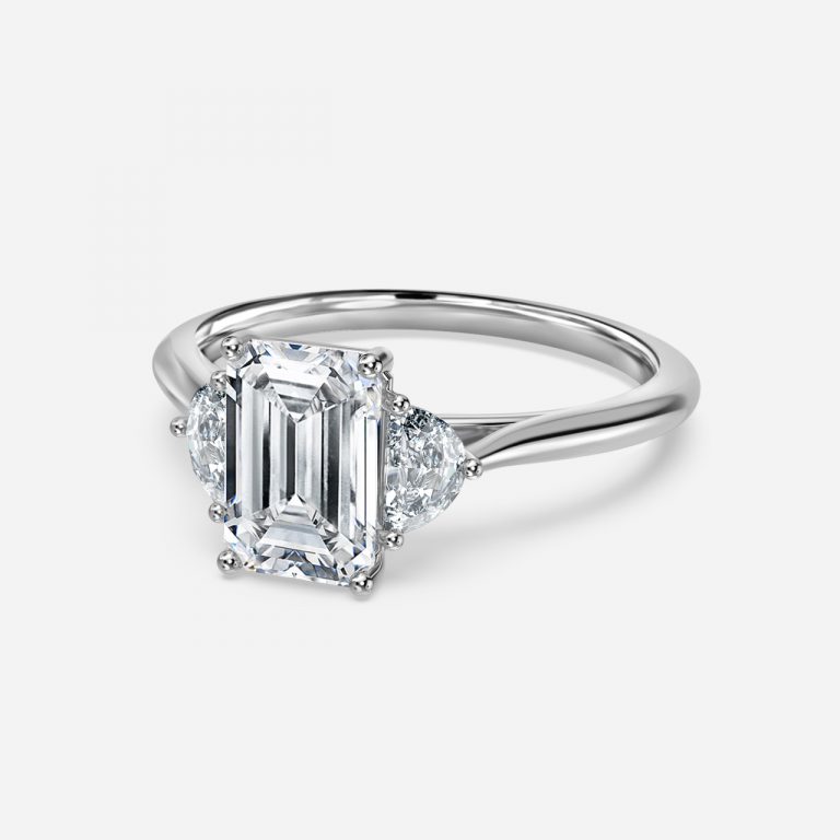 Emerald Three Stone Engagement Ring