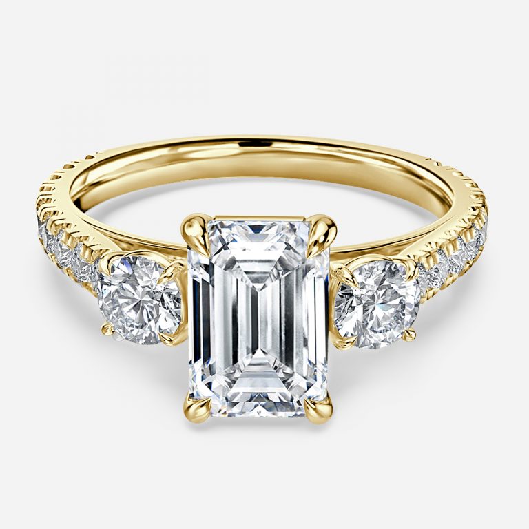 Emerald Three Stone Engagement Ring