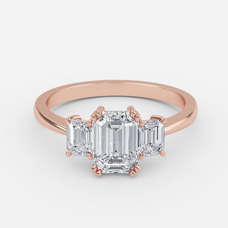Emerald Three Stone Engagement Ring