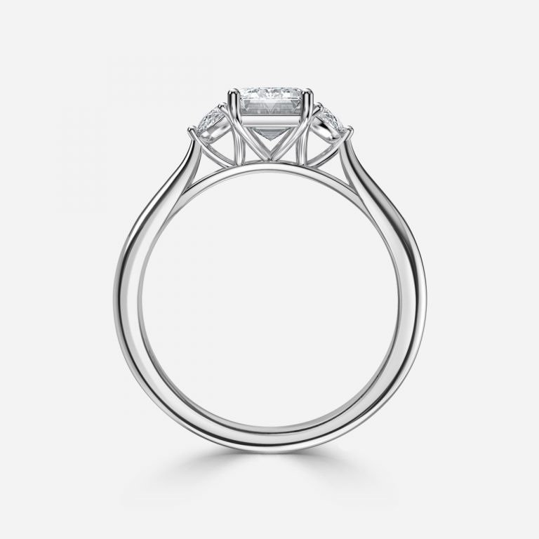 Emerald Three Stone Engagement Ring