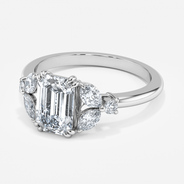 Emerald Three Stone Engagement Ring