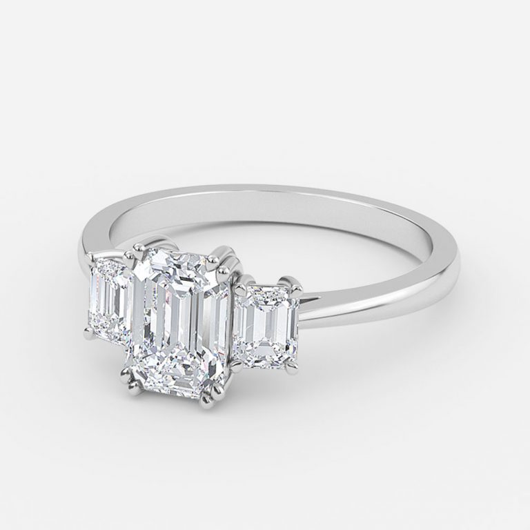 Emerald Three Stone Engagement Ring