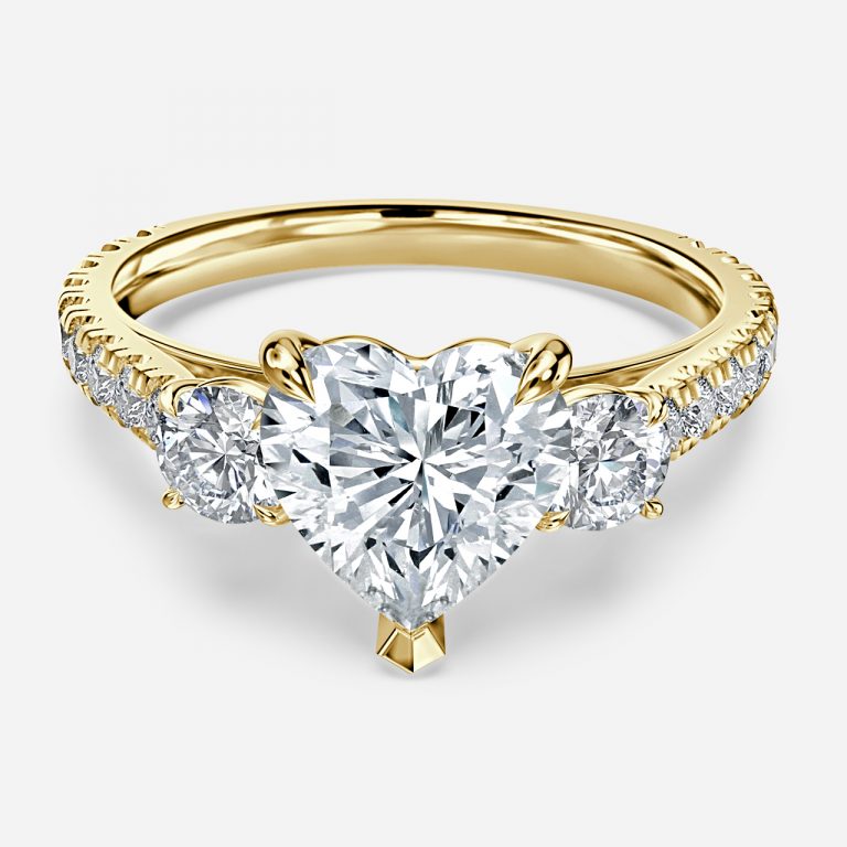 Heart Three Stone Engagement Ring