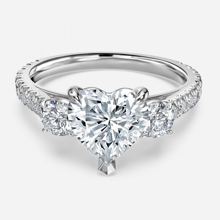 Heart Three Stone Engagement Ring