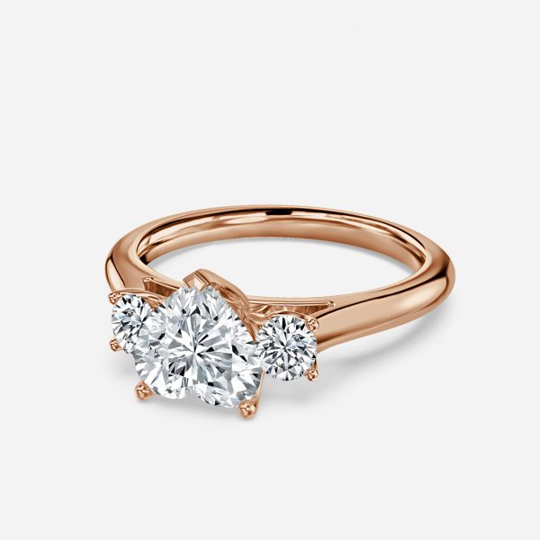 Heart Three Stone Engagement Ring