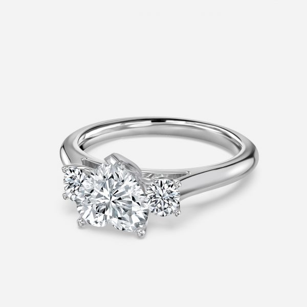 Heart Three Stone Engagement Ring
