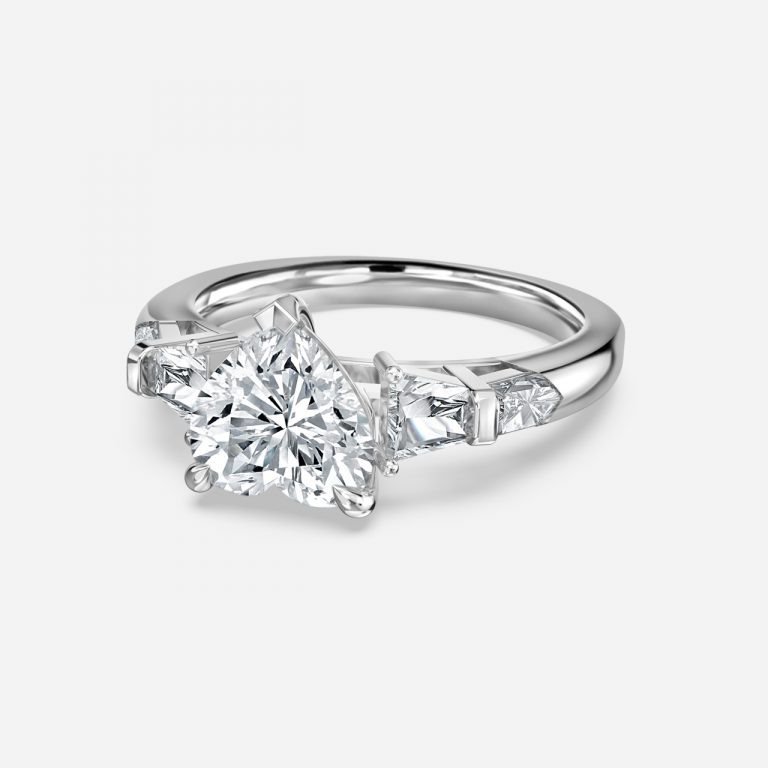 Heart Three Stone Engagement Ring