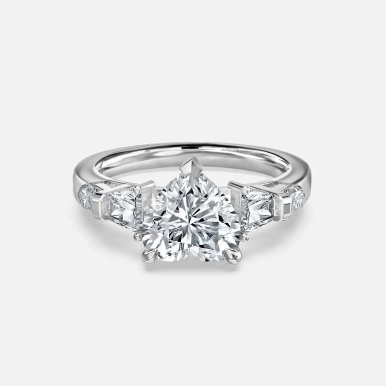 Heart Three Stone Engagement Ring